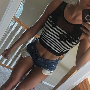 Black and White Crop Top